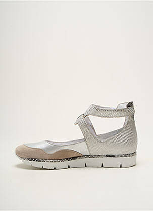 Ballerines fermeture scratch talon plat jusqu'à 3cm argent REGARD femme