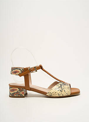 Sandales/nu pieds matière lisse talon de 4 à 6cm marron BRENDA ZARO femme