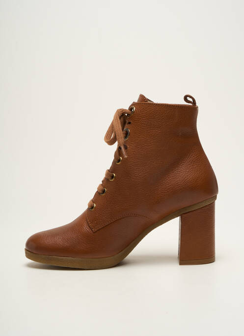Bottines/boots matière lisse talon de 4 à 6cm marron GADEA femme