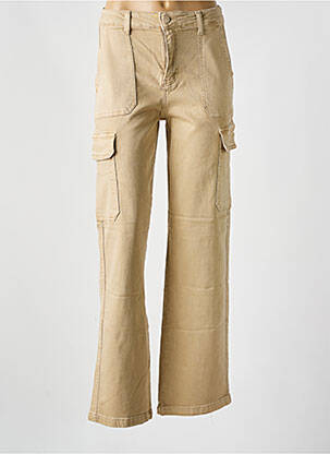 Pantalon cargo coupe droite beige ANA LUCY femme