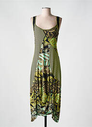 Robe longue imprimé fantaisie sans manche vert QUINZE HEURES TRENTE femme