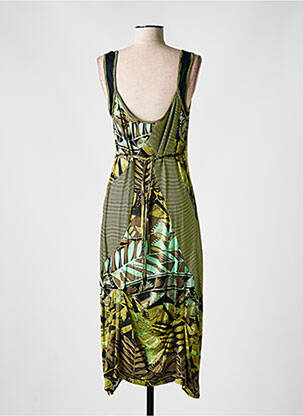 Robe longue imprimé fantaisie sans manche vert QUINZE HEURES TRENTE femme