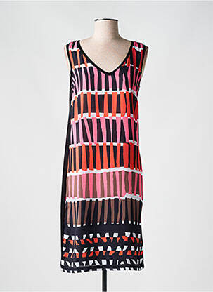 Robe mi-longue imprimé fantaisie sans manche noir REVER MILE femme