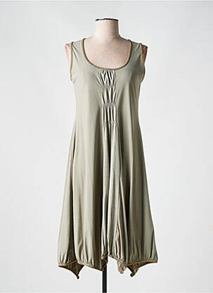 Robe mi-longue sans manche sans manche vert SUN LIGHT femme