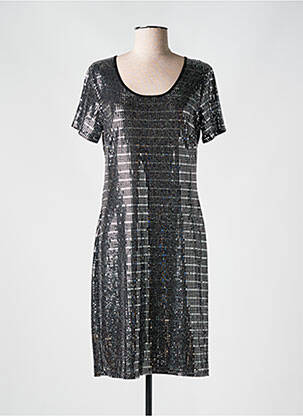Robe mi-longue manches courtes manches courtes argent HALOGENE femme