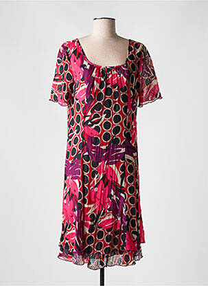 Robe mi-longue imprimé fantaisie manches courtes rouge TELMAIL femme