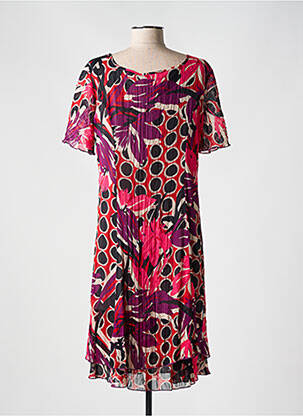 Robe mi-longue coupe fluide manches courtes rouge TELMAIL femme