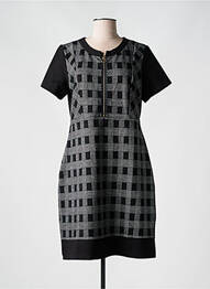 Robe mi-longue manches courtes manches courtes noir S.QUISE femme