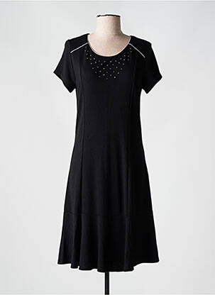 Robe mi-longue manches courtes manches courtes noir KAYANE femme