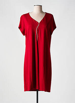 Robe mi-longue manches courtes manches courtes rouge KAYANE femme