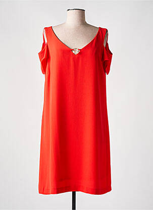 Robe mi-longue coupe fluide manches courtes rouge REVER MILE femme