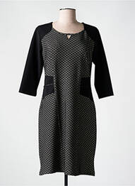 Robe mi-longue manches 3/4 manches 3/4 noir HALOGENE femme
