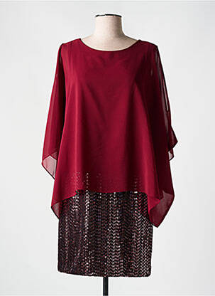 Robe courte coupe fluide manches 3/4 rouge ESPERANCE femme