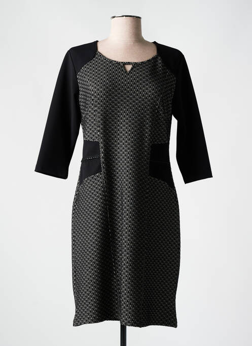 Robe mi-longue noir HALOGENE pour femme