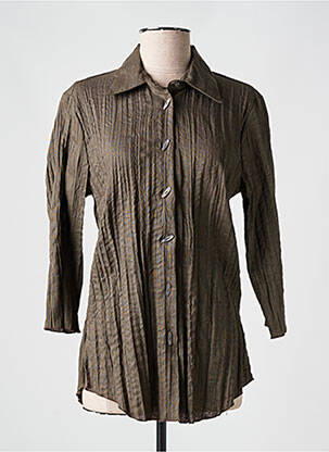 Chemisier coupe cintrée manches 3/4 marron CLAUDE DE SAIVRE femme