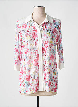 Chemisier imprimé fleurs manches 3/4 rose HALOGENE femme