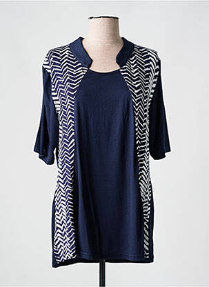 Tunique manches courtes coupe cintrée bleu DEOMINO femme