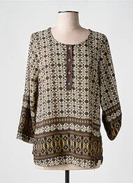 Tunique manches longues fermeture boutonnée sur le devant marron HALOGENE femme