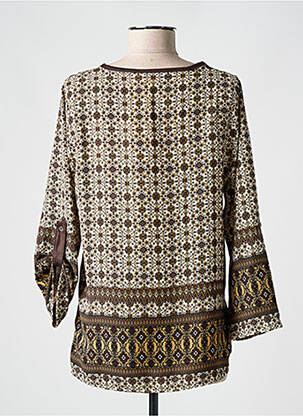 Tunique manches longues fermeture boutonnée sur le devant marron HALOGENE femme
