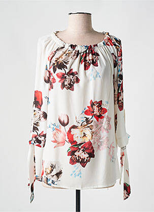 Blouse imprimé fleurs manches longues blanc HAJO femme