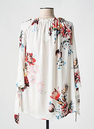 Blouse imprimé fleurs manches longues blanc HAJO femme