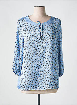 Blouse imprimé fantaisie manches 3/4 bleu BARBARA LEBEK femme