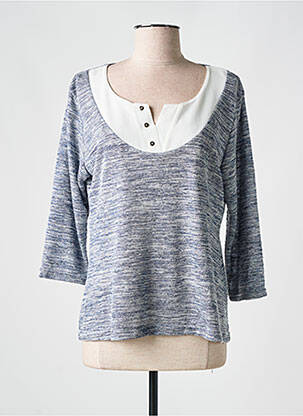 Pull coupe cintrée manches 3/4 bleu HALOGENE femme