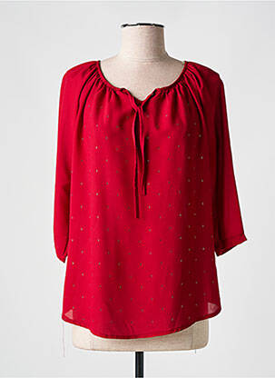Blouse col rond manches 3/4 rouge HALOGENE femme
