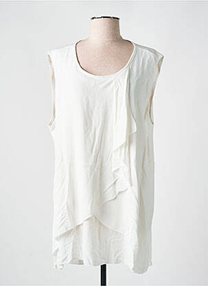 Tunique sans manche tissage crêpe beige DEOMINO femme