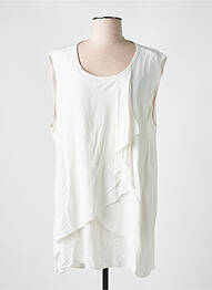 Tunique sans manche tissage crêpe beige DEOMINO femme