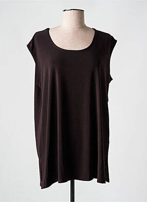 Débardeur stretch sans manche marron DEOMINO femme