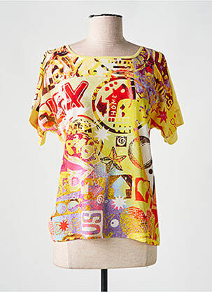 T-shirt imprimé fantaisie manches courtes jaune ABRIL femme