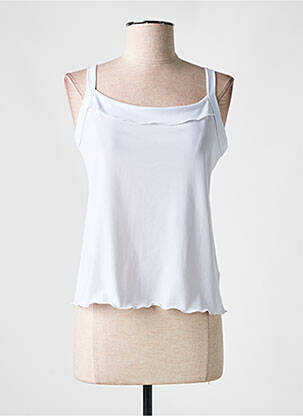 Top col carré fines bretelles blanc TELMAIL femme