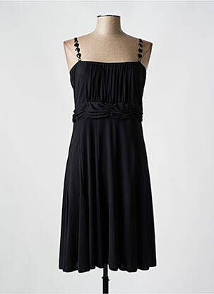 Robe mi-longue coupe cintrée fines bretelles noir OCCO PARIS femme