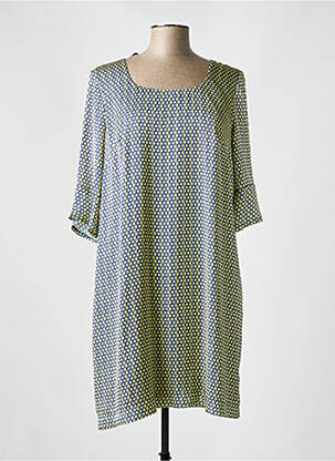 Robe mi-longue coupe fluide manches 3/4 jaune REVER MILE femme