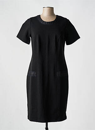 Robe mi-longue tissage crêpe manches courtes noir TELMAIL femme