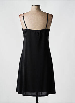 Robe mi-longue tissage crêpe fines bretelles noir MONAYOLA femme