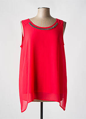 Tunique sans manche tissage crêpe rouge BARBARA LEBEK femme