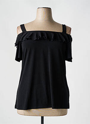 Top col carré manches courtes noir TELMAIL femme