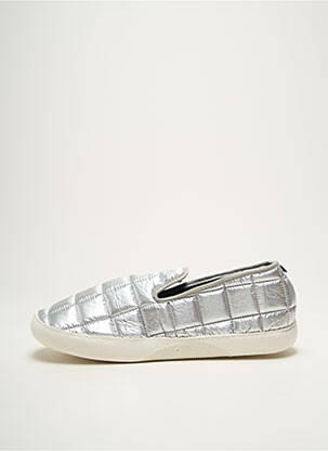 Chaussons/pantoufles tissage satiné bout rond argent SOUTS unisexe