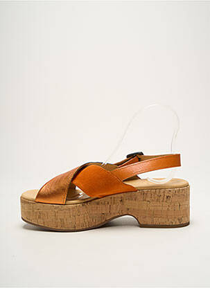Sandales/nu pieds semi compensé talon de 4 à 6cm orange MKD femme