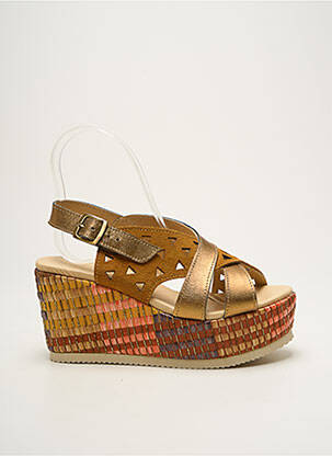 Sandales/nu pieds matière lisse talon de 7 à 9cm marron MKD femme