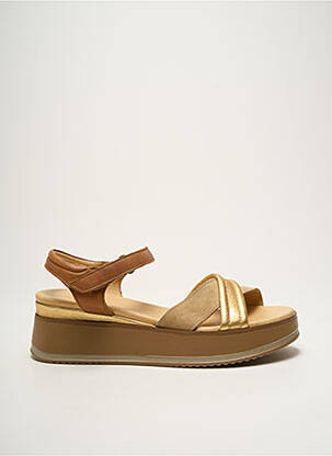 Sandales/nu pieds matière lisse talon de 4 à 6cm or MKD femme