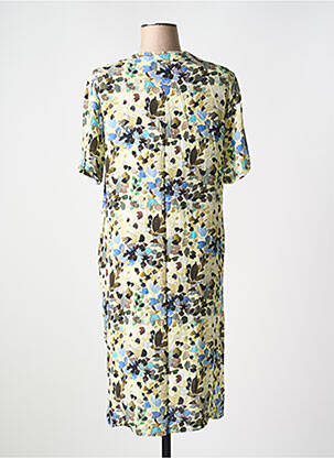 Robe mi-longue imprimé fleurs manches courtes jaune SIGNATURE femme