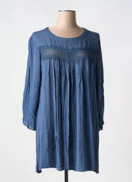 Tunique manches longues tissage crêpe bleu CISO femme