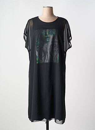 Robe mi-longue coupe fluide manches courtes noir NO SECRET femme