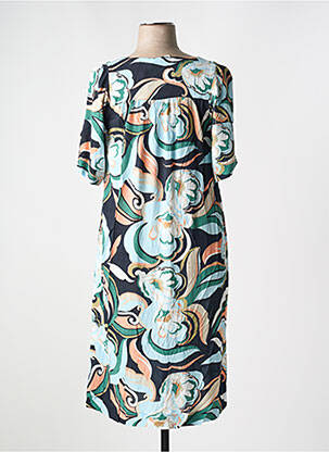 Robe mi-longue coupe fluide manches courtes bleu CISO femme