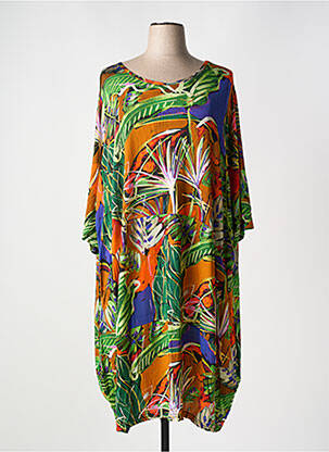 Robe mi-longue manches 3/4 manches 3/4 vert SOPHIA CURVY femme