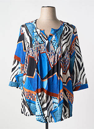 Tunique manches longues col v bleu CHALOU femme