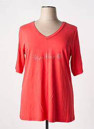 T-shirt manches mi-longues manches courtes rouge CHALOU femme